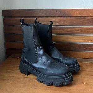 GANNI leather and rubber Chelsea boots
